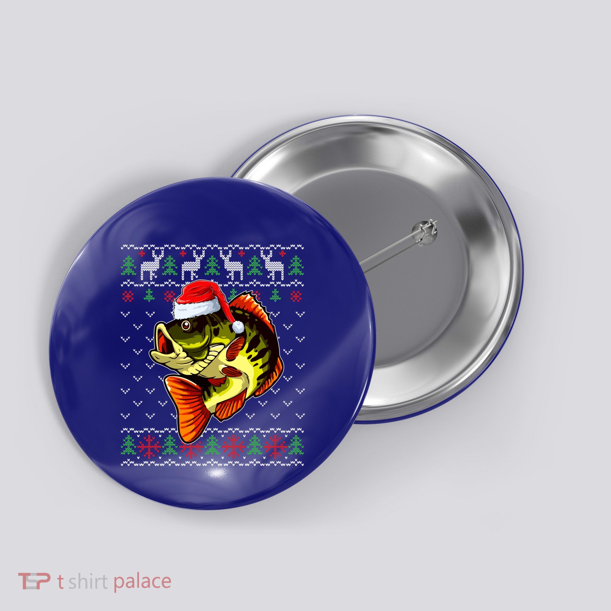 Merry Fishmas Bass Fish Fishing Christmas Ugly Xmas Great Gift Button