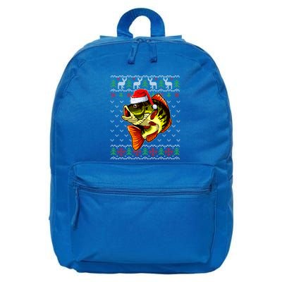 Merry Fishmas Bass Fish Fishing Christmas Ugly Xmas Great Gift 16 in Basic Backpack