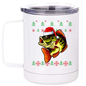 Merry Fishmas Bass Fish Fishing Christmas Ugly Xmas Great Gift 12 oz Stainless Steel Tumbler Cup