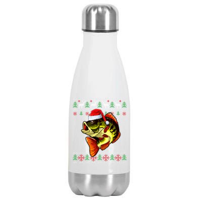 Merry Fishmas Bass Fish Fishing Christmas Ugly Xmas Great Gift Stainless Steel Insulated Water Bottle