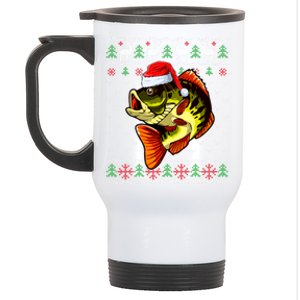 Merry Fishmas Bass Fish Fishing Christmas Ugly Xmas Great Gift Stainless Steel Travel Mug