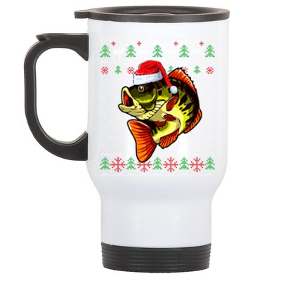 Merry Fishmas Bass Fish Fishing Christmas Ugly Xmas Great Gift Stainless Steel Travel Mug