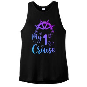 My First Cruise Men Women And Funny Cruise Ladies PosiCharge Tri-Blend Wicking Tank