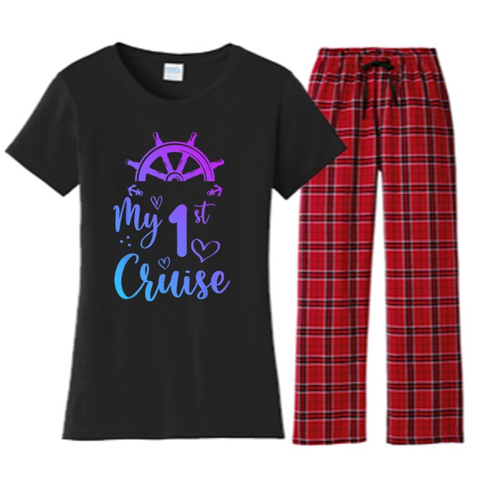 My First Cruise Men Women And Funny Cruise Women's Flannel Pajama Set