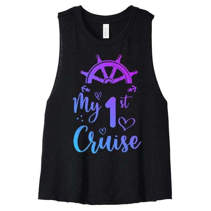 My First Cruise Men Women And Funny Cruise Women's Racerback Cropped Tank