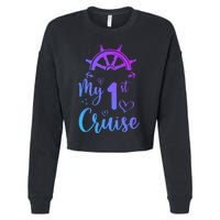 My First Cruise Men Women And Funny Cruise Cropped Pullover Crew