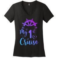 My First Cruise Men Women And Funny Cruise Women's V-Neck T-Shirt