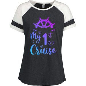 My First Cruise Men Women And Funny Cruise Enza Ladies Jersey Colorblock Tee