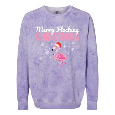 Merry Flocking Christmas Tropical Florida Flamingo Christmas Colorblast Crewneck Sweatshirt