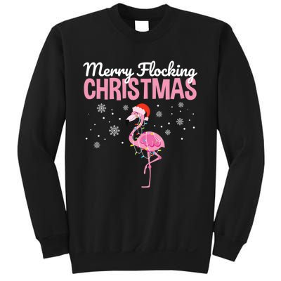 Merry Flocking Christmas Tropical Florida Flamingo Christmas Sweatshirt