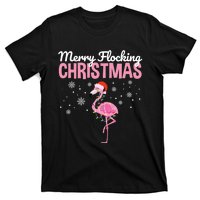 Merry Flocking Christmas Tropical Florida Flamingo Christmas T-Shirt