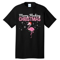 Merry Flocking Christmas Tropical Florida Flamingo Christmas Tall T-Shirt