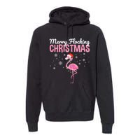 Merry Flocking Christmas Tropical Florida Flamingo Christmas Premium Hoodie