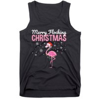 Merry Flocking Christmas Tropical Florida Flamingo Christmas Tank Top