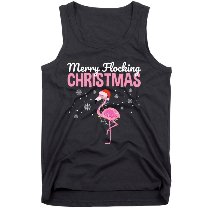 Merry Flocking Christmas Tropical Florida Flamingo Christmas Tank Top