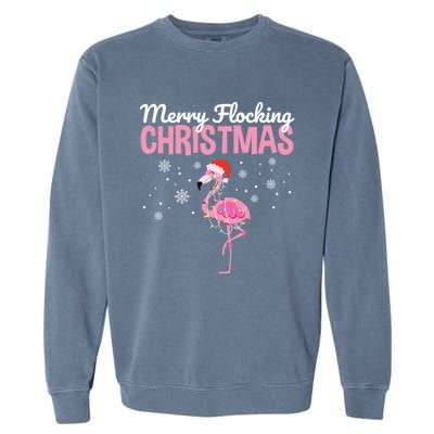 Merry Flocking Christmas Tropical Florida Flamingo Christmas Garment-Dyed Sweatshirt