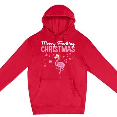 Merry Flocking Christmas Tropical Florida Flamingo Christmas Premium Pullover Hoodie