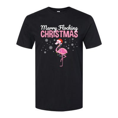 Merry Flocking Christmas Tropical Florida Flamingo Christmas Softstyle CVC T-Shirt