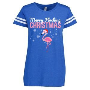 Merry Flocking Christmas Tropical Florida Flamingo Christmas Enza Ladies Jersey Football T-Shirt