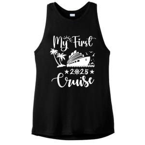 My First Cruise 2025 Family Vacation Cruise Ship Travel Ladies PosiCharge Tri-Blend Wicking Tank