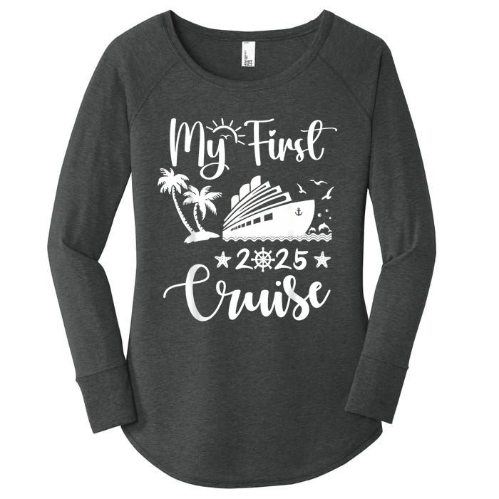 My First Cruise 2025 Family Vacation Cruise Ship Travel Women's Perfect Tri Tunic Long Sleeve Shirt