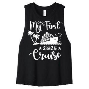 My First Cruise 2025 Family Vacation Cruise Ship Travel Women's Racerback Cropped Tank