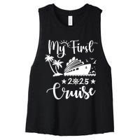 My First Cruise 2025 Family Vacation Cruise Ship Travel Women's Racerback Cropped Tank