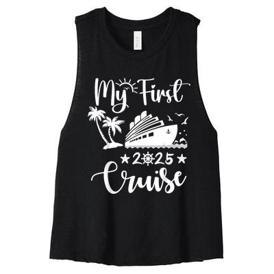 My First Cruise 2025 Family Vacation Cruise Ship Travel Women's Racerback Cropped Tank