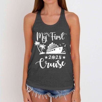 My First Cruise 2025 Family Vacation Cruise Ship Travel Women's Knotted Racerback Tank