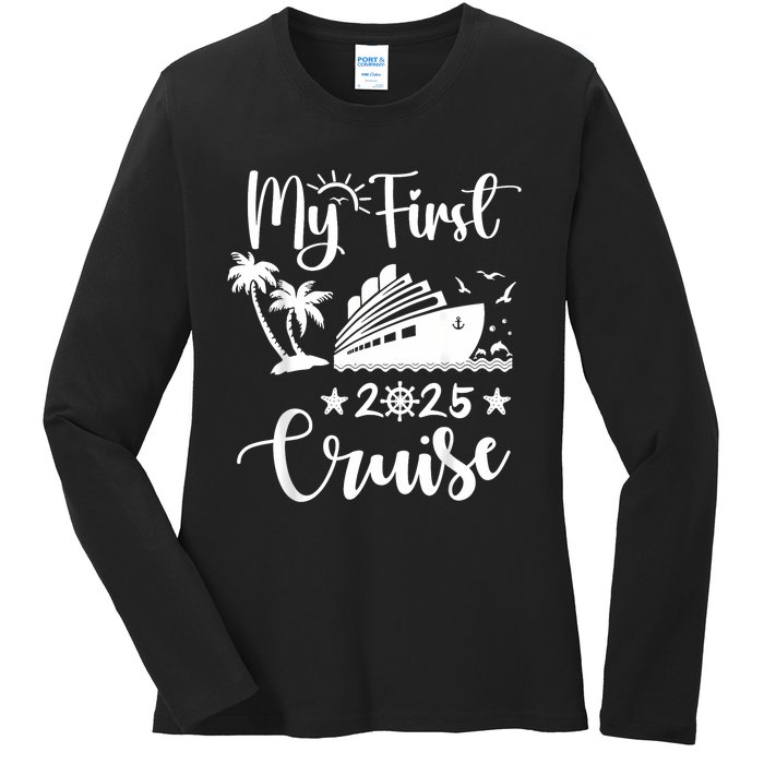 My First Cruise 2025 Family Vacation Cruise Ship Travel Ladies Long Sleeve Shirt