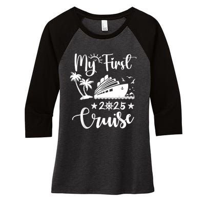 My First Cruise 2025 Family Vacation Cruise Ship Travel Women's Tri-Blend 3/4-Sleeve Raglan Shirt