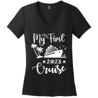 My First Cruise 2025 Family Vacation Cruise Ship Travel Women's V-Neck T-Shirt