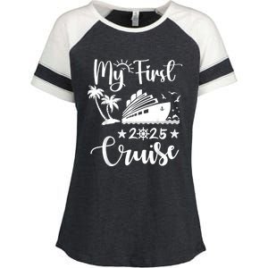 My First Cruise 2025 Family Vacation Cruise Ship Travel Enza Ladies Jersey Colorblock Tee