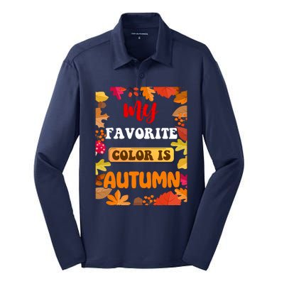 My Favorite Color Is Autumn Silk Touch Performance Long Sleeve Polo