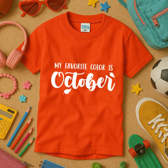 My Favorite Color Is October Kids T-Shirt