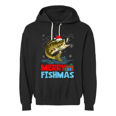 Merry Fishmas Christmas Fishing Holiday Garment-Dyed Fleece Hoodie