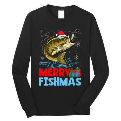 Merry Fishmas Christmas Fishing Holiday Long Sleeve Shirt