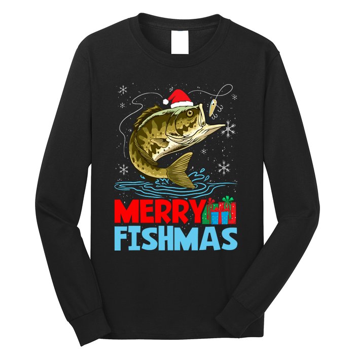 Merry Fishmas Christmas Fishing Holiday Long Sleeve Shirt