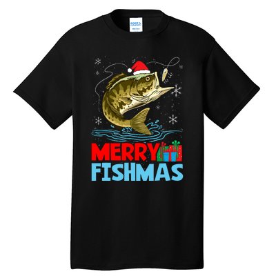 Merry Fishmas Christmas Fishing Holiday Tall T-Shirt