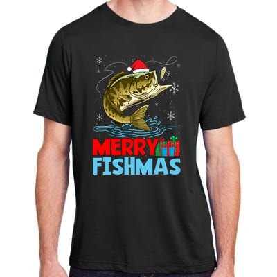 Merry Fishmas Christmas Fishing Holiday Adult ChromaSoft Performance T-Shirt