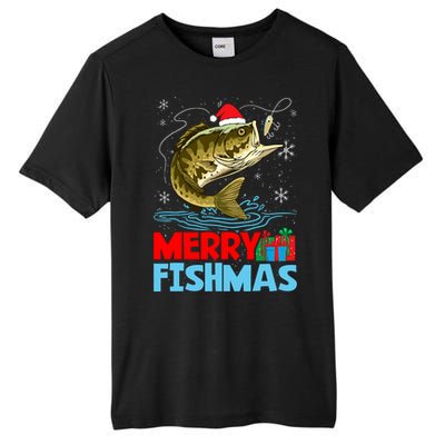 Merry Fishmas Christmas Fishing Holiday Tall Fusion ChromaSoft Performance T-Shirt