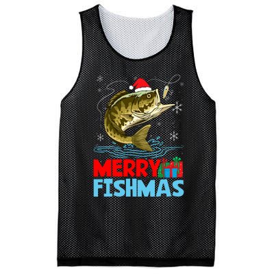 Merry Fishmas Christmas Fishing Holiday Mesh Reversible Basketball Jersey Tank