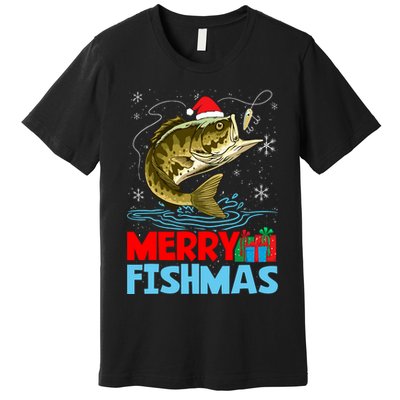 Merry Fishmas Christmas Fishing Holiday Premium T-Shirt