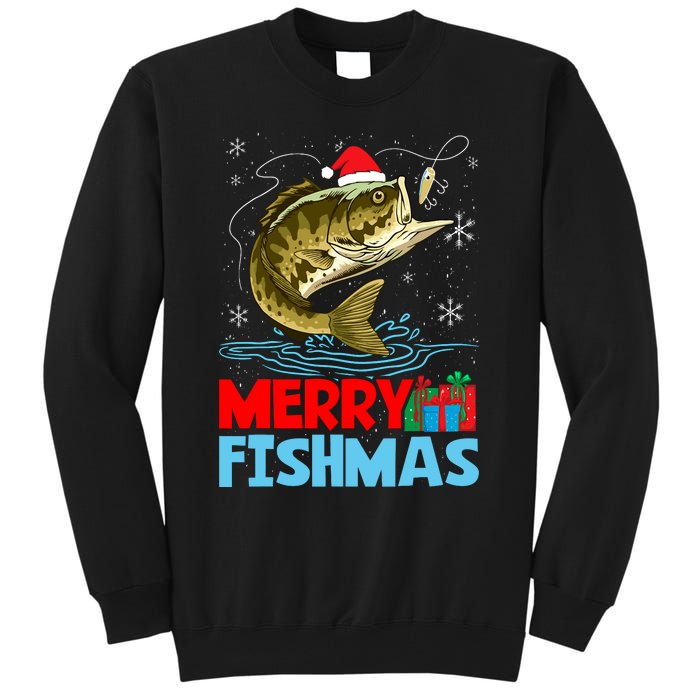 Merry Fishmas Christmas Fishing Holiday Tall Sweatshirt