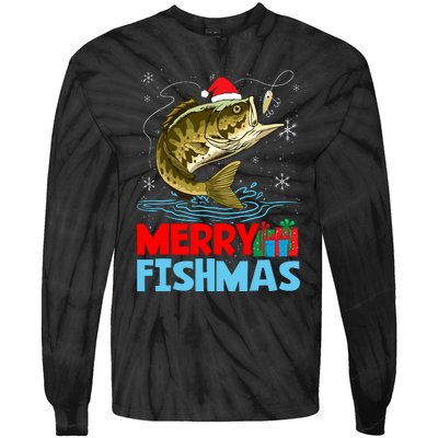 Merry Fishmas Christmas Fishing Holiday Tie-Dye Long Sleeve Shirt