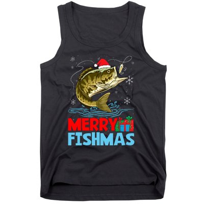 Merry Fishmas Christmas Fishing Holiday Tank Top