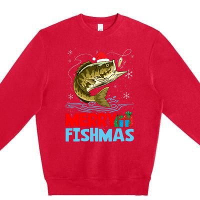 Merry Fishmas Christmas Fishing Holiday Premium Crewneck Sweatshirt