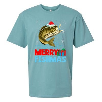 Merry Fishmas Christmas Fishing Holiday Sueded Cloud Jersey T-Shirt