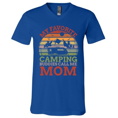 My Favorite Camping Buddies Call Me Mom Vintage Mothers Day Gift V-Neck T-Shirt