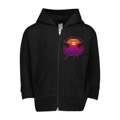 My Favorite Color Is Sunset Summer Retro Toddler Zip Fleece Hoodie